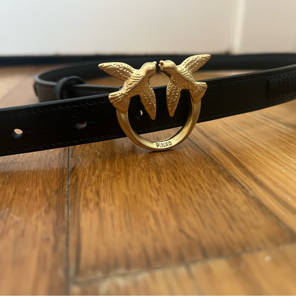 Pinko Love Birds buckle leather belt